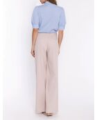 Pantalon en denim beige à jambes larges
