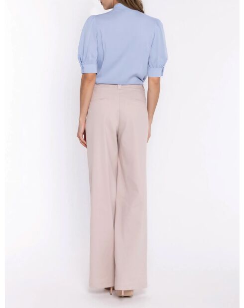 Pantalon en denim beige à jambes larges