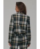 Blazer à carreaux court à ourlet élastiqué