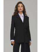 Blazer lungo nero con cravatta laterale