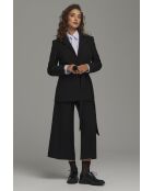 Blazer lungo nero con cravatta laterale