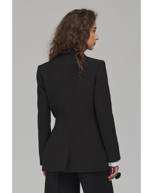 Blazer noir long à nouer sur le côté