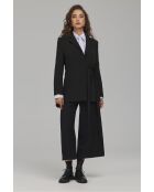 Blazer lungo nero con cravatta laterale