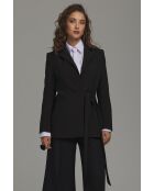 Blazer lungo nero con cravatta laterale