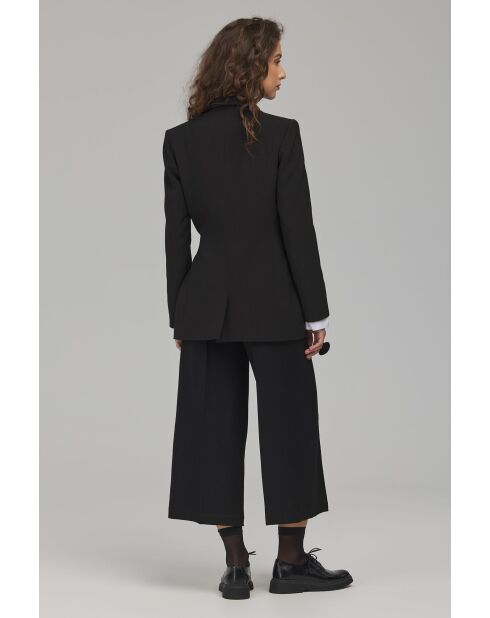 Blazer lungo nero con cravatta laterale