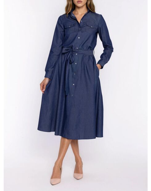 Robe midi en jean bleue