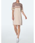 Robe simple à poches beige à carreaux