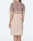 Robe simple à poches beige à carreaux