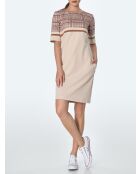 Robe simple à poches beige à carreaux