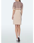 Robe simple à poches beige à carreaux