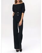 Combinaison moulante noire avec ceinture
