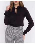 Schwarze Bluse mit Bindekragen