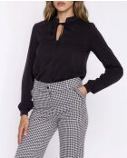 Schwarze Bluse mit Bindekragen