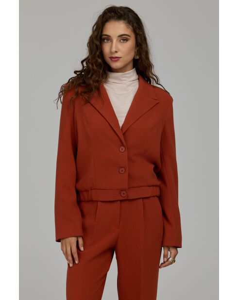 Blazer gingembre court à ourlet élastiqué