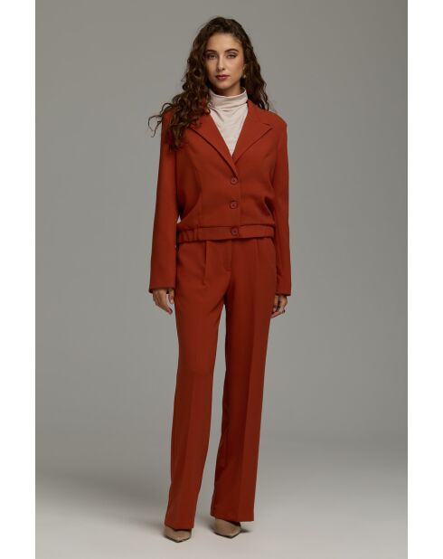 Blazer gingembre court à ourlet élastiqué
