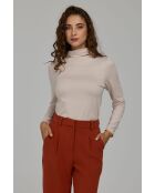 Beige taillierte Bluse mit Stehkragen