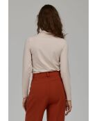 Beige taillierte Bluse mit Stehkragen