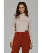 Beige taillierte Bluse mit Stehkragen