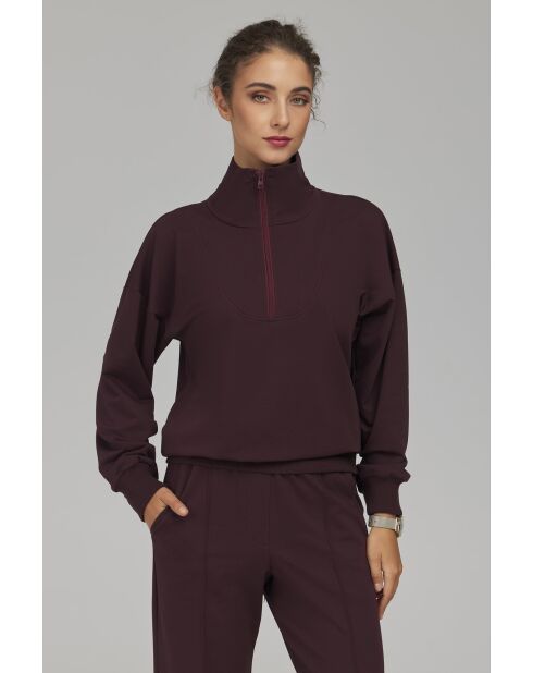 Sweat-shirt prune à col montant
