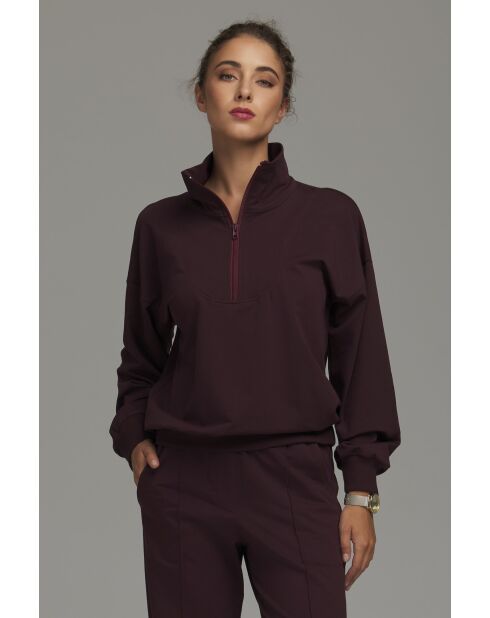 Plum sweatshirt met hoge hals