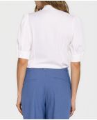 Schicke ecrufarbene Bluse mit Bindekragen