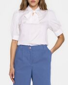 Schicke ecrufarbene Bluse mit Bindekragen