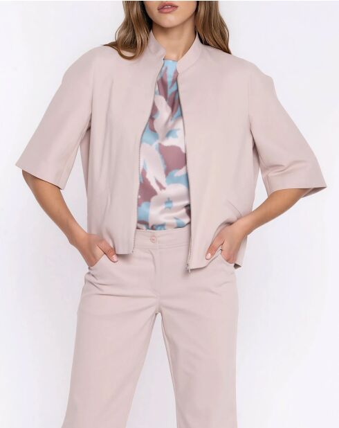Veste en jean beige ample