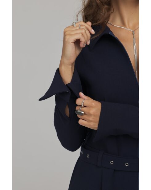 Combinaison pantalon bleu marine zippée