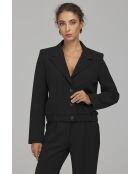 Blazer noir court à ourlet élastiqué