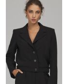 Blazer noir court à ourlet élastiqué
