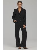 Blazer noir court à ourlet élastiqué