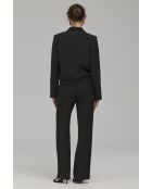 Blazer noir court à ourlet élastiqué