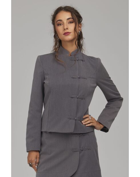 Blazer gris à fermeture brandebourg
