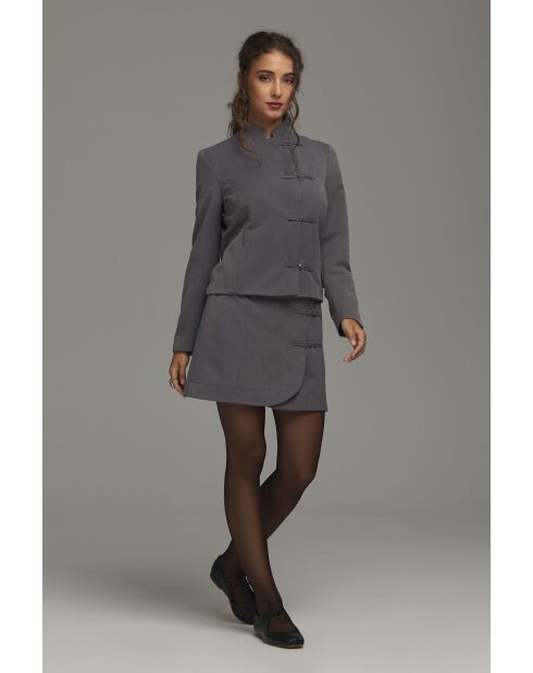 Blazer gris à fermeture brandebourg