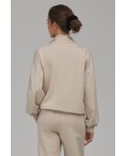 Sweat-shirt beige à col montant