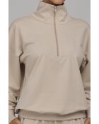 Sweat-shirt beige à col montant