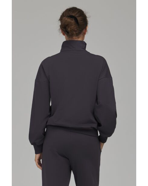 Sweat-shirt anthracite à col montant
