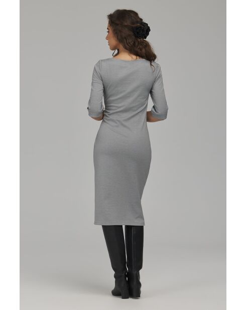 Robe grise à nouer sur le côté