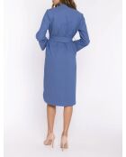 Robe en jean bleue col montant