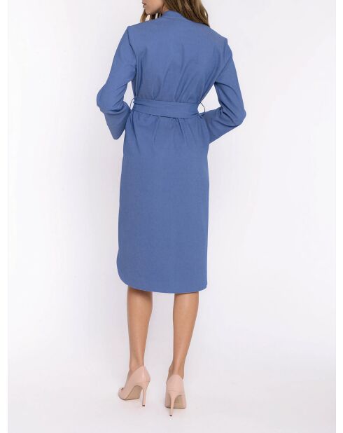 Robe en jean bleue col montant