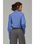Blaue taillierte Krawattenbluse