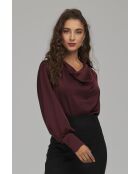 Burgunderfarbene Kragenbluse mit weichem V-Ausschnitt