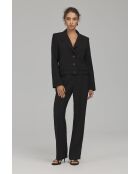 Pantalon noir droit à plis marqués