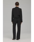 Pantalon noir droit à plis marqués