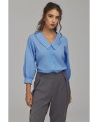 Hellblaues Oversize-Hemd mit V-Ausschnitt