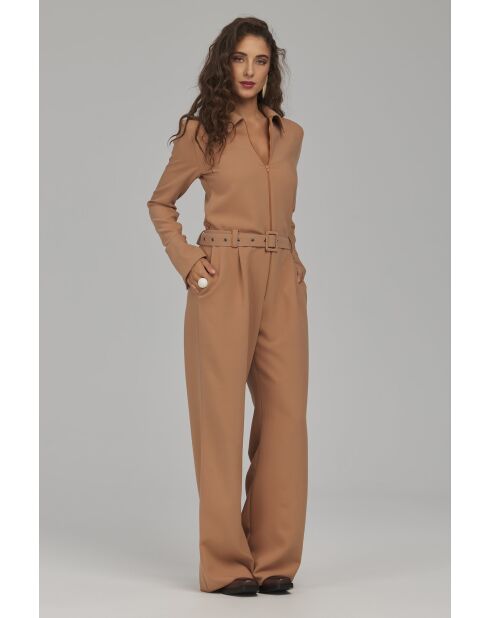 Combinaison pantalon caramel zippée