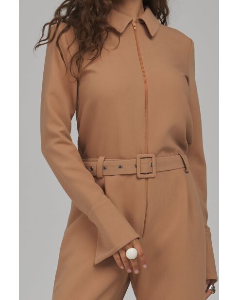 Combinaison pantalon caramel zippée