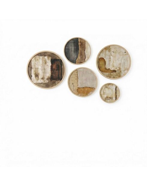 Pannello decorativo incorniciato in MDF multicolore - 5 pezzi