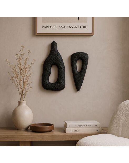 Lot de 2 décorations murales noir - 2x(18x40) cm