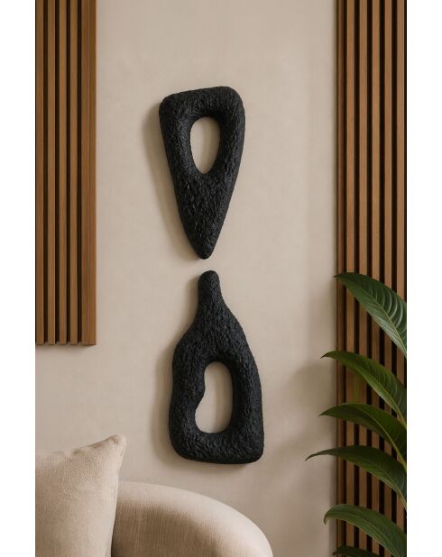Lot de 2 décorations murales noir - 2x(18x40) cm